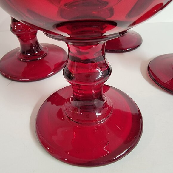 Vintage Hoffman House Ruby Red 6" Wine Water Goblets Imperial Glass 1966 Set 4 - Picture 7 of 8